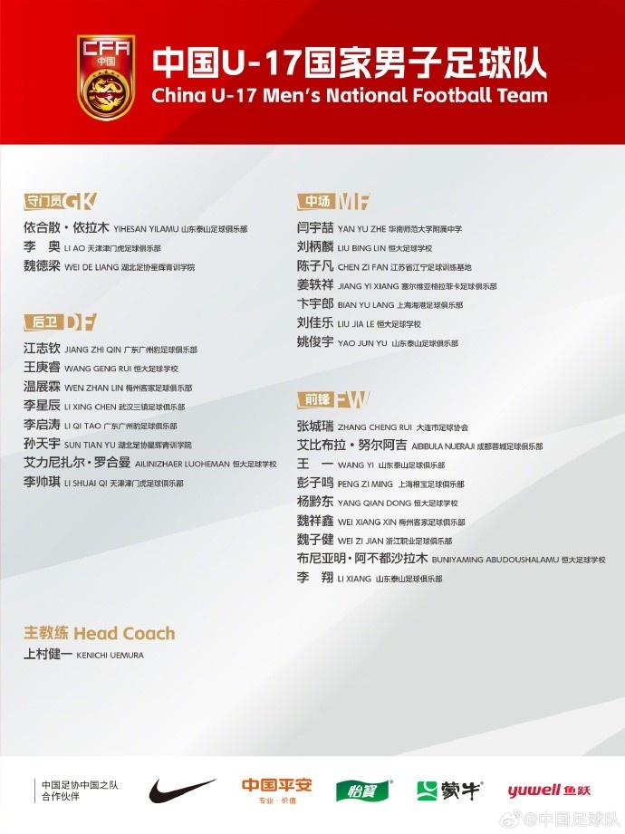 北青體育：U17國(guó)足落選球員彭子鳴、李星辰、陳子凡仍留隊(duì)合練